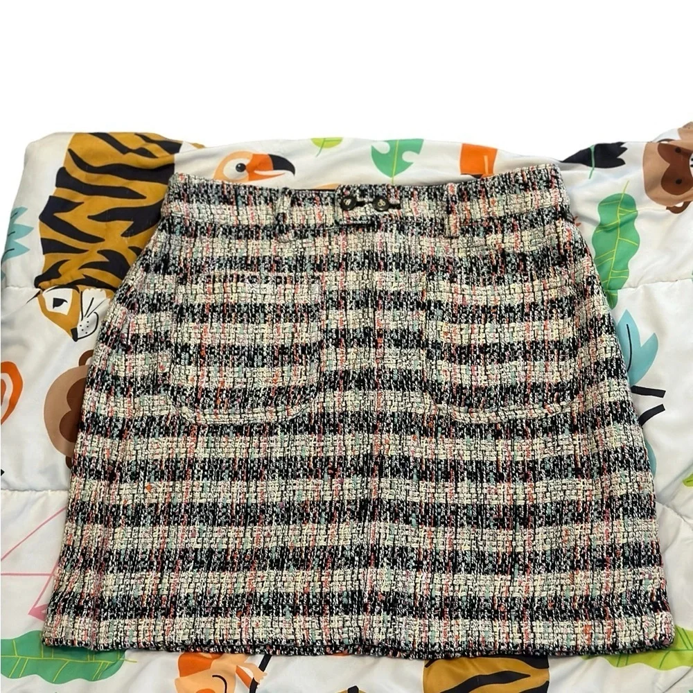 NWT Scotch & Soda SPECIAL TWEED MINI Short Multi color Side Zip Pockets SKIRT M - Picture 2 of 10